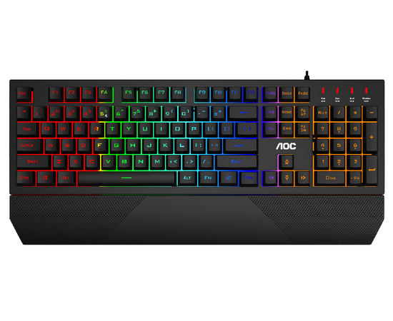 Cumpara AOC GK200 RGB Membrane Gaming Keyboard (RU), Backlight (RGB), 100% anti-ghosting, USB Hub: 1 x USB, Ultra-portable design, Magnetic Leather Wrist Rest, USB in Moldova