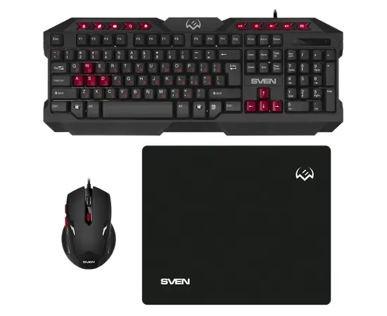Cumpara Set Tastatură + Mouse + Mouse Pad SVEN GS-9200, Cu fir, Negru/Rosu in Moldova