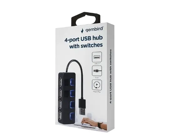 Купить USB-концентратор Gembird UHB-U2P4-05, Чёрный в Молдове