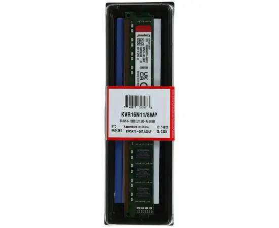 Cumpara Memorie RAM Kingston ValueRAM, DDR3 SDRAM, 1600 MHz, 8GB, KVR16N11/8WP in Moldova