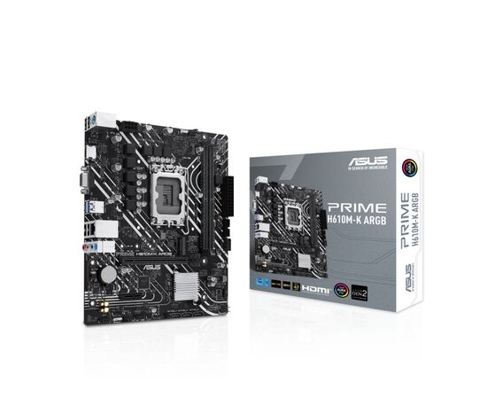 Cumpara ASUS PRIME H610M-K, Socket 1700, Intel® H610 (14/13/12th Gen CPU), Dual 2xDDR5-5600, VGA, HDMI, CPU Intel graphics, 1xPCIe X16 4.0, 4xSATA3, 1xM.2, 1xPCIe X1, ALC897 7.1, 1xGbE LAN, 4xUSB3.2, 5X Pro III, RGB header, mATX in Moldova