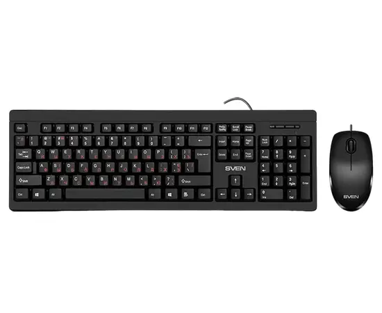 Cumpara SVEN KB-S320C, Keyboard 104 keys + Mouse (Optical 800 dpi, 3+1 (scroll wheel)), Waterproof design, 1.5m, USB, Black, Rus/Ukr/Eng in Moldova