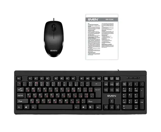 Cumpara SVEN KB-S320C, Keyboard 104 keys + Mouse (Optical 800 dpi, 3+1 (scroll wheel)), Waterproof design, 1.5m, USB, Black, Rus/Ukr/Eng in Moldova