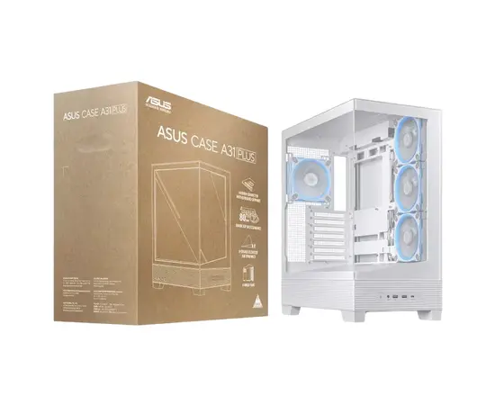 Cumpara Carcasă PC ASUS A31 PLUS TG ARGB, Midi-Tower, Alb in Moldova