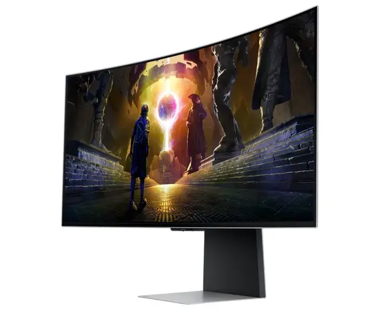 Cumpara 34" Monitor Gaming Samsung Odyssey G8 S34DG852, OLED 3440x1440 WQHD, Argintiu in Moldova