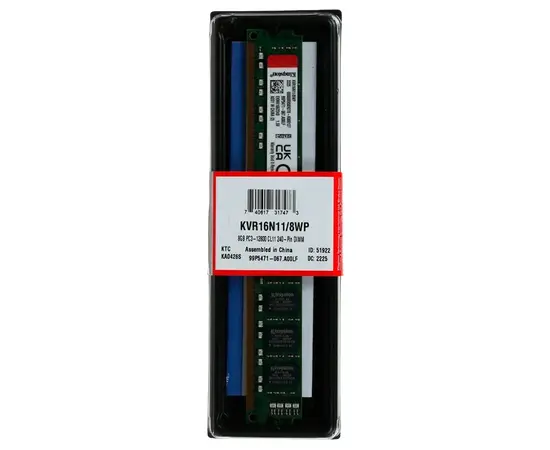 Cumpara Memorie RAM Kingston ValueRAM, DDR3 SDRAM, 1600 MHz, 8GB, KVR16N11/8WP in Moldova